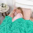 Tuddrom Decorative Extra Soft Faux Fur Throw Blanket 70"x78",Solid Reversible Fuzzy Lightweight Long Hair Shaggy Blanket,Fluffy Cozy Plush Fleece Comfy Microfiber Blanket for Couch Sofa Bed,Teal Blue
