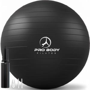 ProBody Pilates Exercise Ball - Multiple Sizes Gym Grade Balance Ball for Fitness, Yoga, Workout, Pregnancy & Physical Therapy (M: 19-22 inches/48-55 cm, Black)