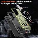 for Samsung Galaxy S23 FE Case Magnetic[Compatible with MagSafe Support Wireless Charger]Built-in Camera Cover Stand+with 2 Tempered Glass Screen Protector,360Full-Body Phone Protection Green