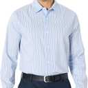Amazon Essentials Men's Regular Fit Long Sleeve Wrinkle Resistant Stretch Dress Shirt (Blue White Pinstripe)
