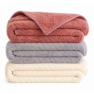 Lumina Garden 3 Pcs Extra Large Bath Towel Set 35" x 70" Oversized Turkish Luxury Plush Jacquard Bath Sheets Jumbo Soft Coral Velvet Bathroom Sheets Pink Gray Absorbent Blanket for Pool Shower Spa