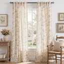 jinchan Amlie Linen Floral Curtains 96 inch Length Curtains for Living Room Bedroom Farmhouse Country Decor Drapes Light Filtering Window Treatment Back Tab Rod Pocket 2 Panels Taupe