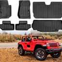 Custom for 2007-2018 Jeep Wrangler JK 2 Door Floor Mats & Trunk Cargo Liner & Backrest Mat TPE All Weather Car Liners Accessories (for 2007-2018 Jeep Wrangler JK 2 Door Full Set)