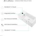 Voltaire 19.5 x 10 Rectangular Ceramic Wall Hung Sink with Left Side Faucet Mount, 19.7 x 10.25 x 5.3 inches