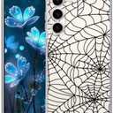 YESPURE for Samsung Galaxy S24 Case Halloween Clear Cute Spider Web Painting Case for Kids Transparent Soft TPU Slim Protective Case Bumper Shockproof Protection for Galaxy S24