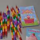 BenLouis 24 Sweet Mini Coloring Books Kids with 24 Stacking Crayons Candyland Donut Party Favors Activity Books Bulk for Kids Ice Cream Birthday Goodie Bag Gift Stuffer Classroom Reward