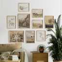 TheCanvas Vintage Wall Art Prints Set of 9, Eclectic Nature Wall Art for Living Room, French Country Landscape Painting, Gallery Wall Decor for Bedroom or Farmhouse UNFRAMED