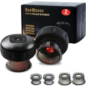 Smart Cupping Massage Therapy Set 2 Pcs, Electric Therapy Massager Kit, Therapy Device, Gua Sha Massage Tool for Pain Relief, Neck Shoulder Back Muscle Soreness (Black)
