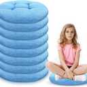 Fumete 8 Pcs 16 Inch Round Floor Cushions for Kids and Toddlers, Flexible Seating Classroom Furniture Floor Pillow for Home, Daycare, Preschool, Yoga and Meditation (Sky Blue)