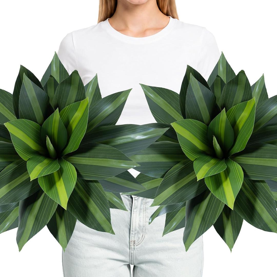 Artificial Agave Plant 24.8Inch Artificial Agave Plants Outdoor Set, Large Fake Plants Indoor for Home Decor, Realistic UV Resistant Faux Succulents Plants Without Pot, Set of 2