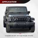 Front Grille with Offroad Lights Compatible with 2007-2018 Jeep Wrangler Rubicon Sahara Sport JK JKU, Matte Black
