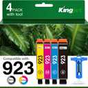 923 Ink Cartridges Combo Pack Replacement for HP 923 Ink Cartridges for HP Printers Work for HP OfficeJet Pro 8130e 8135e 8139e 8138e 8120 8122 8122e 8124e 8120e Printer Ink Without Chip (4 Pack)