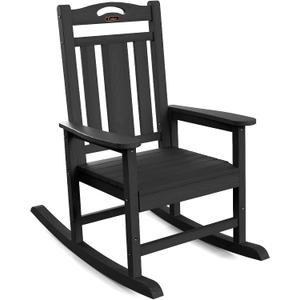 Ciokea Outdoor Rocking Chair, Black HDPE Rocking Chairs for Outside, All-Weather Comfortable Patio Rockers for Front Porch Deck Balcony