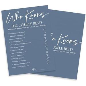 Wedding Game Cards - Who Knows The Couple Best - 30 Dark Green Wedding Game Cards, Bridal Shower Games Engagement Party Games, Wedding Shower Party Favors and Decorations - B06, Set of 2