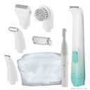 Remington Smooth & Silky Body & Bikini Kit, Cordless bikini trimmer and shaver for women, Waterproof for grooming in the shower, White/Green (8 Piece Set)