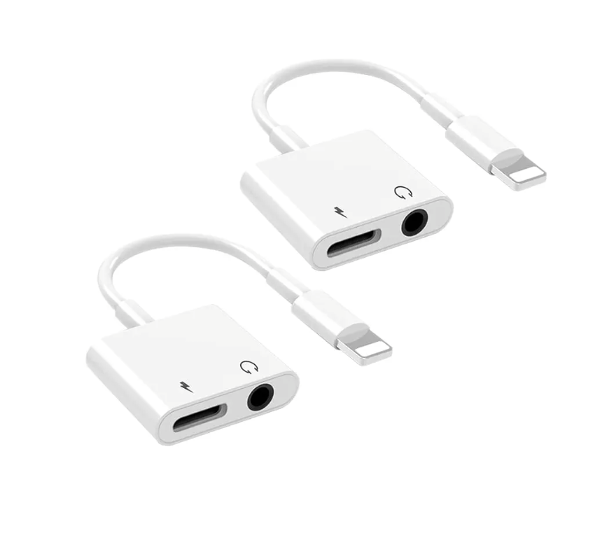 6 Pack Apple MFi Certified Lightning to 3.5mm Headphone Jack Adapter for iPhone Dongle 2 in 1 Charger and Aux Audio Splitter Adapter Compatible with iPhone 14 13 12 11 XS XR 8 White