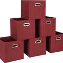 Household Essentials Foldable Fabric Storage Cubes 6-Pack  11x11x11 Stackable Non-Woven Bins with Chipboard Sides & Grommet Handles  Closet, Shelf, Nursery, or Office Organizer  Burgundy