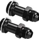 8AN Male Flare to 7/8-20 Carb Carburetor Inlet Fitting Adapter 2-1/8 Inch Long Aluminum Black, Pack of 2