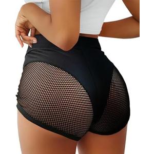 BZB Women's Cut Out Yoga Shorts Scrunch Booty Hot Pants High Waist Gym Workout Active Butt Lifting Sports Leggings M
