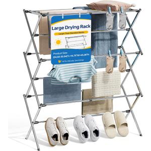 APEXCHASER Stainless Steel Clothes Drying Rack, 45.28" H × 14.57" D, Large