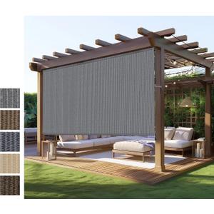 Outdoor Roller Shade for Patio, Exterior Cordless Blinds Patio Shades Roll Up Outdoor Blinds Screen for Porch Gazebo Pergola Backyard Privacy Protection,UV Sun Block Fade-Resistant 8ft Wide x 6 H