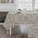 Loom and Mill Grey Damask Tablecloth 60 x 120 Inches, Thick Chenille Jacquard Rectangle Table Cover with Handmade Tassels for Dining Room Christmas Banquet Decorations (Grey, 60"x120")