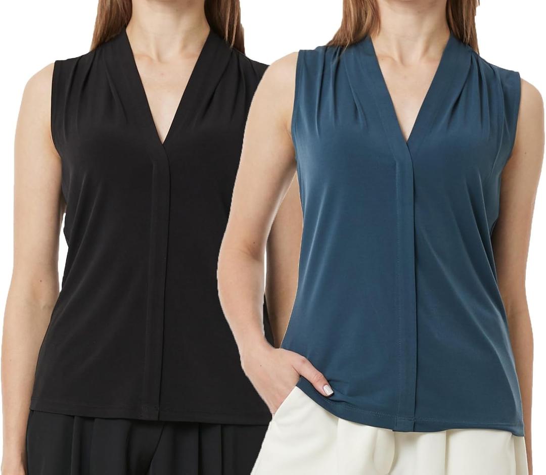 May You Be Women's V-Neck Non-Sleeve Blouse (Large)