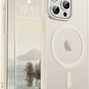 SUPFINE Magnetic for iPhone 15 Pro Max Case (Compatible with MagSafe) (Military Grade Drop Protection) Translucent Matte Shockproof with Anti-Fingerprint Phone Case,Antique White