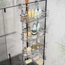 SWTYMIKI Over the Door Shower Caddy - 4 Tier Adjustable Shower Organizer Hanging with Soap Holder, No Drilling Stainless Steel Bathroom Rack Hanging for Body Wash, Shampoo, Soap, Razor, Silver