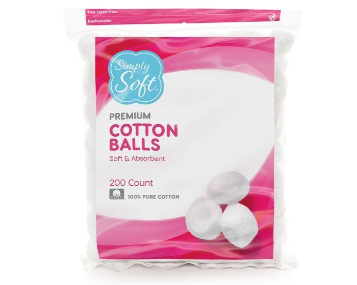 3xSimply Soft 888277681937 Cotton Balls 200 Count Ss Jumbo .65G