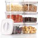 WRINGKIT 6 Pack Airtight Food Storage Containers, Plastic Snack Food Containers with Lids, 20 Oz Air Tight Cereal Container Set, Small Pantry Containers for Spices, Candy, Coffee