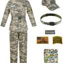 Kosgraiy Kid Army Costume,Deluxe Soldier Costume Boy and Girl,Army Camouflage Uniform for Kid, XXL