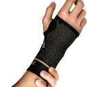 INDEEMAX Copper Wrist Compression Sleeve 1 Pair, Comfortable Hand Brace Support for Arthritis, Tendonitis, Sprains, Workout, Carpal Tunnel - Left & Right - Women and Men (Black)
