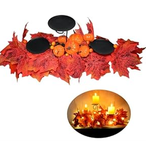 27.6" Christmas Centerpiece Christmas Candle Holders Table Decorations with Golden Glitter Bow Berries Pine Cones Norfolk Garland Lights Xmas Table Centerpiece for Home Mantel Tabletop Decoration