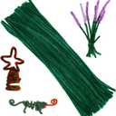100 Pieces Pipe Cleaners Chenille Stem, Green Pipe Cleaners Set for DIY Arts Crafts Decorations (Green)