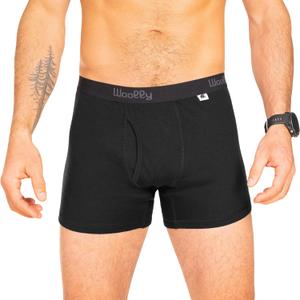 Men's Merino Boxers By Woolly | RWS Certified | Soft, Stink Free, Seattle Designed (Medium, Black)