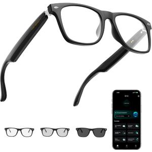 AI Smart Glasses for Men & Women with ChatGPT, Bluetooth Glasses with 165 Languages Translation, Color-Change Lens, Meeting Analysis, Music Playback, Hands-Free Calls, UV & Blue Light Protection