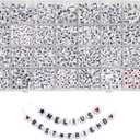Melius Acrylic Letter Beads, 1450 Pcs 4x7mm Round Alphabet Beads in 28 Grid Box for Jewelry Making, DIY Bracelets (4x7mm, White)