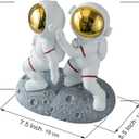 Space Theme Bookends for Shelves, Astronaut Moon Book Ends for Kids Room, Decorative Planet Book Stoppers to Hold Books Heavy Duty, Unique Boys and Girls Gift (Gray)