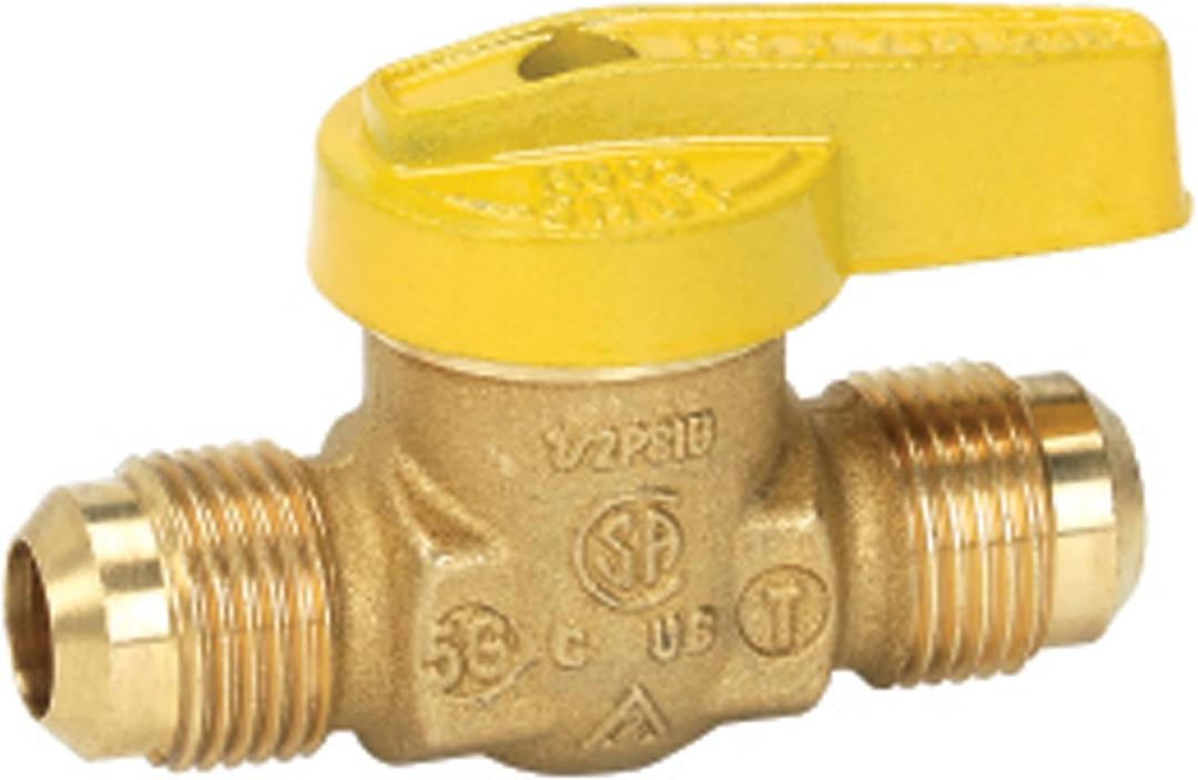 Homewerks VGV1LHT3B Premium Gas Ball Valve x Flare, Brass, 1/2-Inch, 0.5-Inch