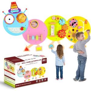 Caterpillar Activity Wall Panels for Toddler: Sensory Wall Toy 12 Activities - Wall Mounted Toy Busy Board Decor for Bedrooms Toddler Activity Center Daycares - Montessori Educational Toy for Kids (Large)