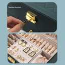 GUOER Jewelry Box for Women Girl Wife - Large PU Leather Jewelry Organizer Storage Case with Two Layers Display for Earrings Bracelets Rings Watches (Green)