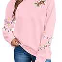 UNIQUEONE Christmas Sweatshirt Women Christmas Xmas Sweater Merry and Bright Long Sleeve Shirts Holiday Pullover Tops  (Small, pink)