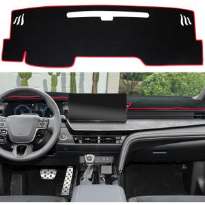 Dash Cover Mat for Toyota Camry Accessories 2025 2026, Dashboard Mat, Center Console Cover Sunshield Protector Mat, Dashboard Decorative Interior, UV Rays Protector Mat (Red Trim)