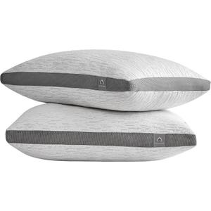 ACCURATEX Pillows Queen Size Set of 2, Rayon Derived from Bamboo Removable Cover, Shredded Memory Foam Pillow with Down Alternative Fill (Adjustable), Supportive Pillows for Side Back Sleepers (Grey)