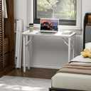 TEMI Small Computer Desk Folding Table - 35.8" Foldable Office Desk, No Assembly, Perfect for Small Spaces in Bedroom, Dorm, or Apartment, Portable Mini Desk or Study Table Compact Design, White Ash