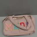 Fasrom Chenille Letter Medicine Bag, Preppy Patch Meds Bag for Travel, Pill Bottle Organizer with Puffy Handles, Portable Cosmetic Toiletry Storage Makeup Case for Women, Pink (Bag Only)