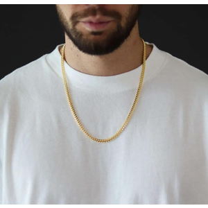 5mm/7mm Real Gold Plated Cuban Link Chain for Men, Mens Stainless Steel Gold Chain Necklace Jewelry for Men