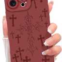 KANGHAR for iPhone 16 Pro Max Case Aesthetic Blessed Cross Jesus Christian Goth Designed for Women Girls Men, Full Camera Protection Slim Fit Soft TPU Shockproof Protective Cover - Wine Red