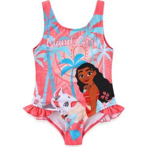 Disney Princess Moana Girls Swimsuit UPF 50+ One Piece Bathing Suit for Toddler and Big Kids (3T, Orange)